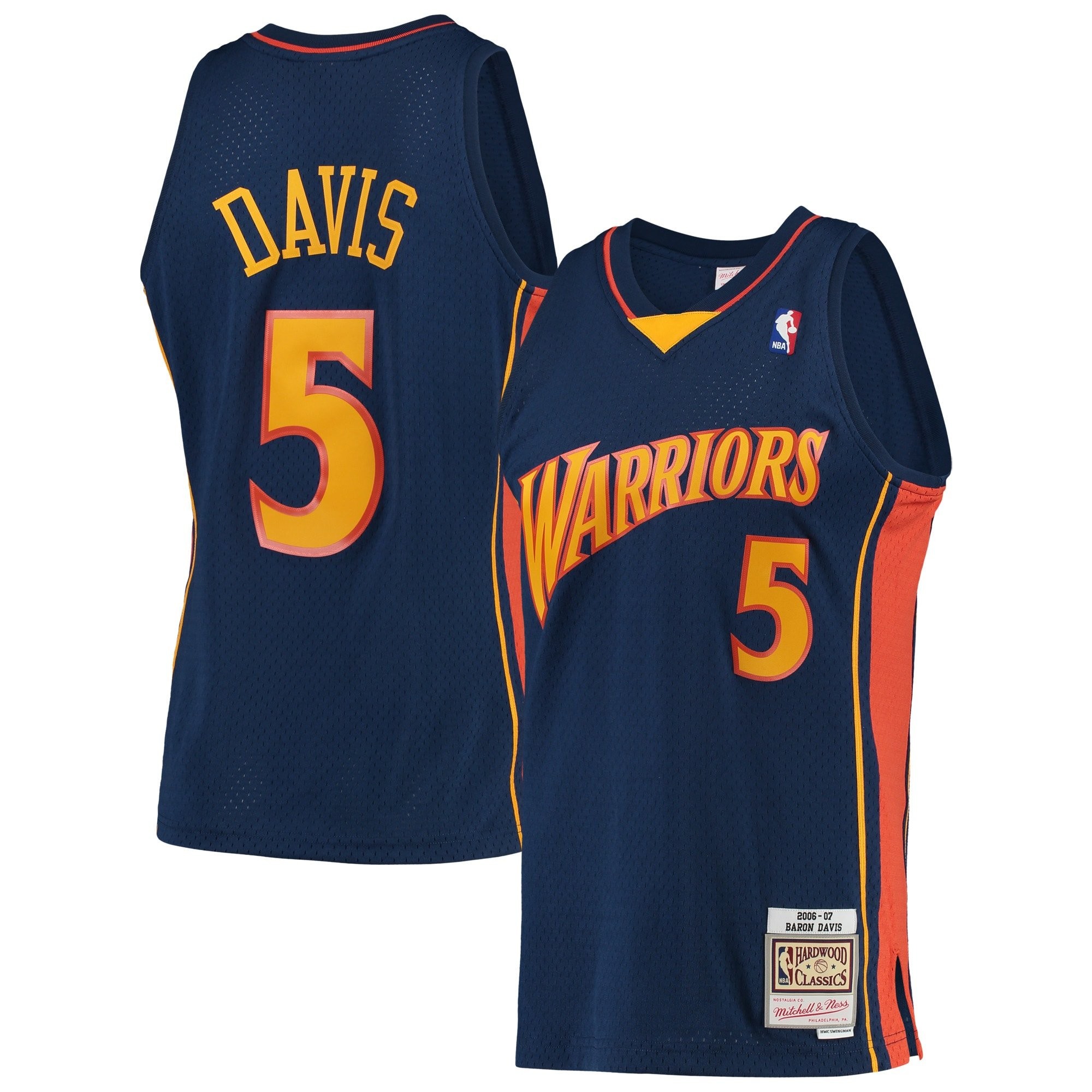 Men's Mitchell & Ness Baron Davis Navy Golden State Warriors 2006-07 Hardwood Classics Swingman Jersey