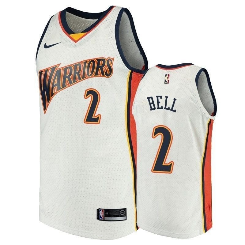 Men's Golden State Warriors 2 Jordan Bell White Throwback Basketball Jersey