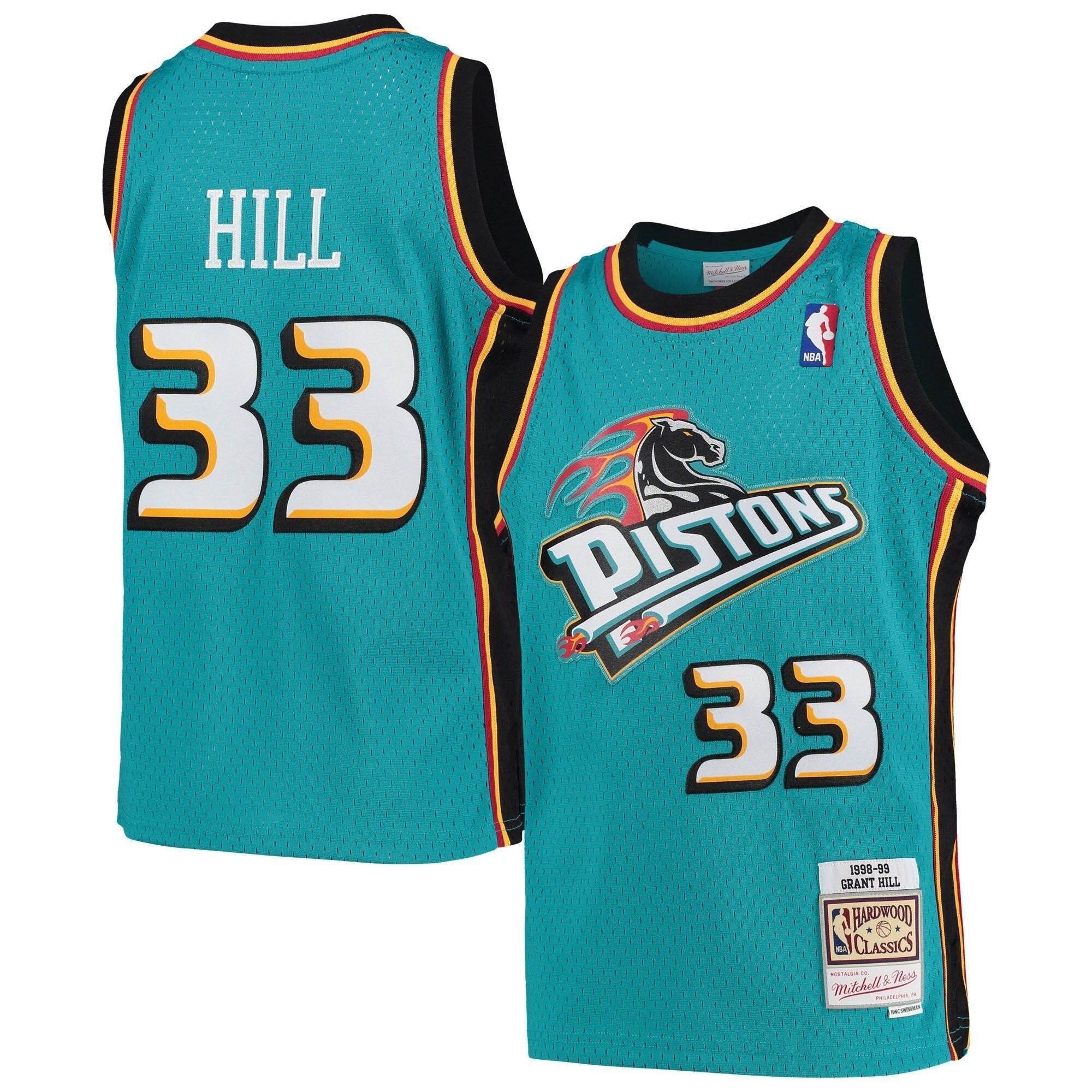 Grant Hill Detroit Pistons Mitchell Ness Youth 1998-99 Hardwood Classics Swingman Jersey - Teal