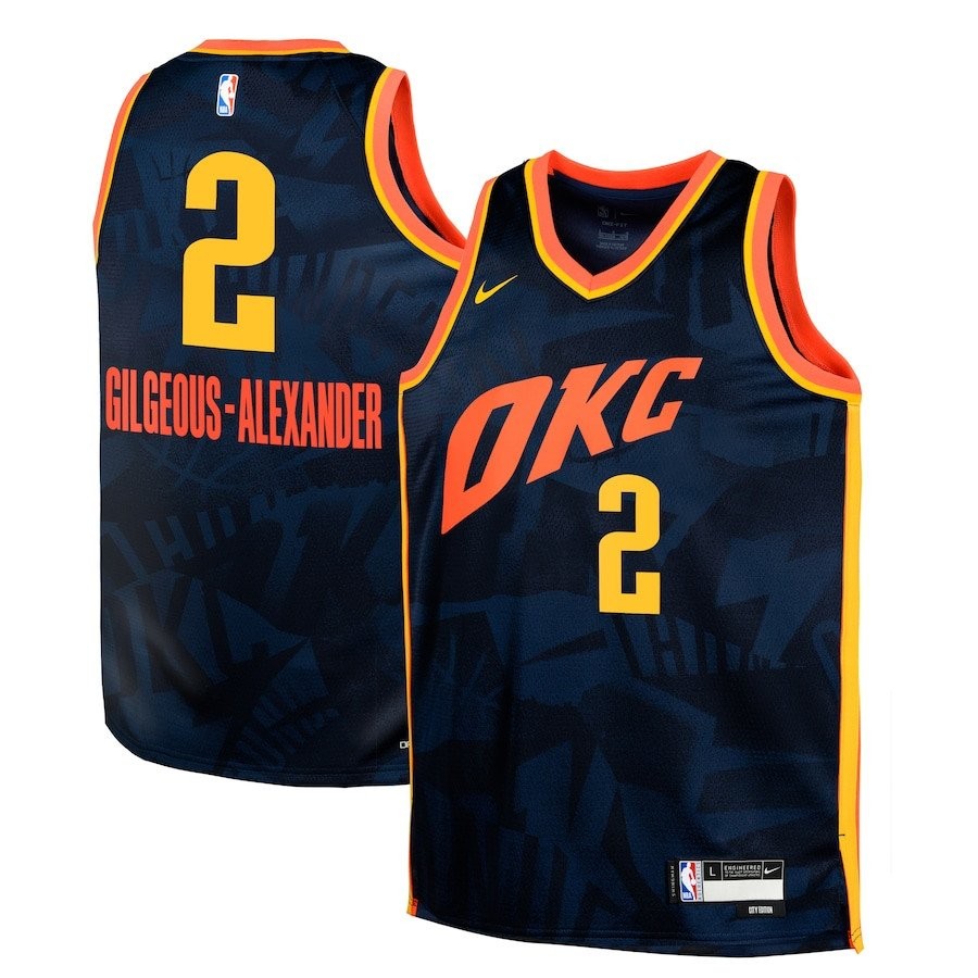 Shai Gilgeous-Alexander 2 Oklahoma City Thunder 2023/24 City Edition Swingman Youth Jersey - Navy