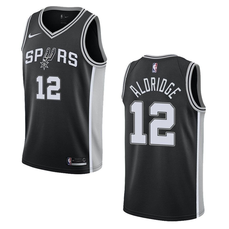 Men's San Antonio Spurs LaMarcus Aldridge #12 Icon Swingman Jersey Black