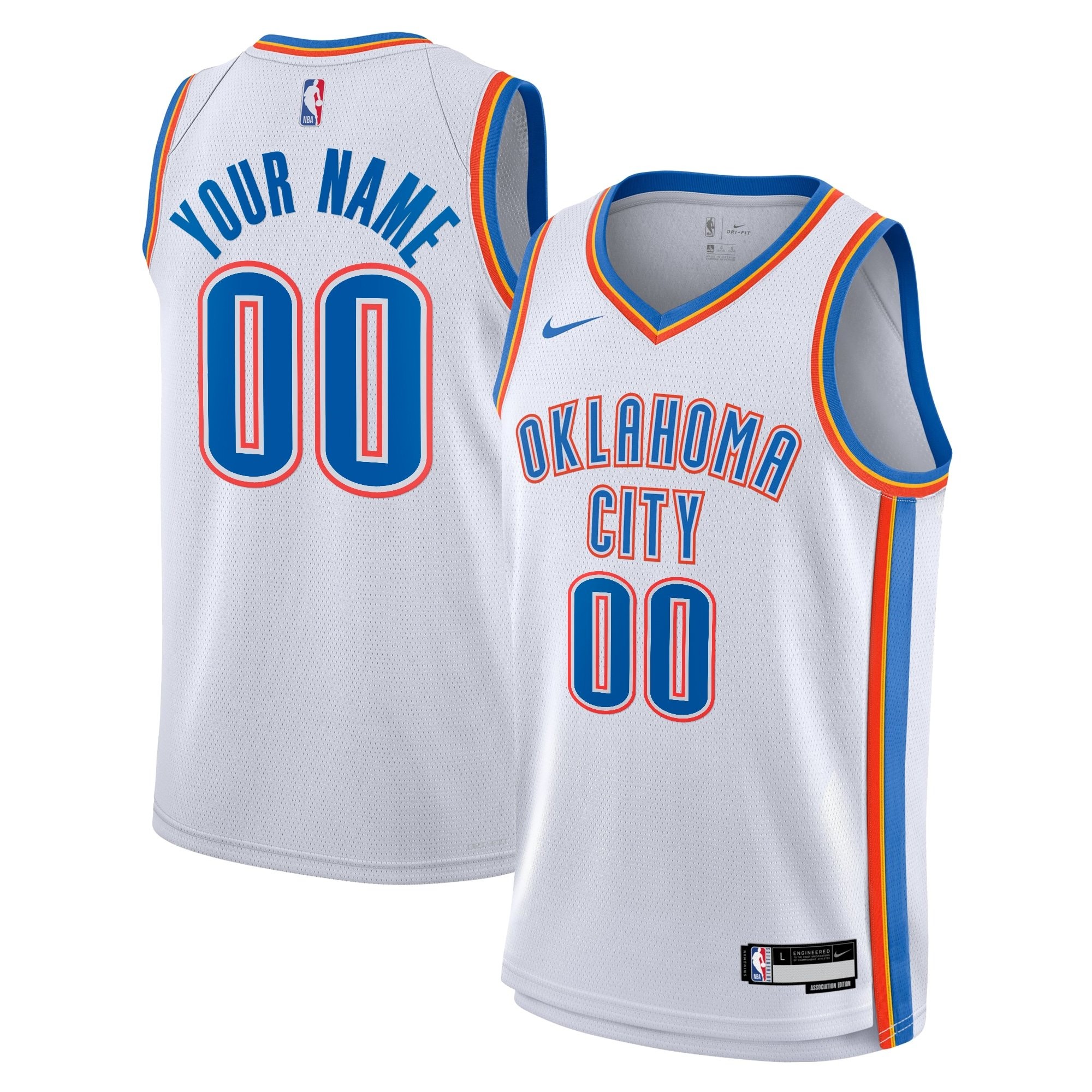 Oklahoma City Thunder Association Swingman Custom Jersey Youth Unisex Multicolor