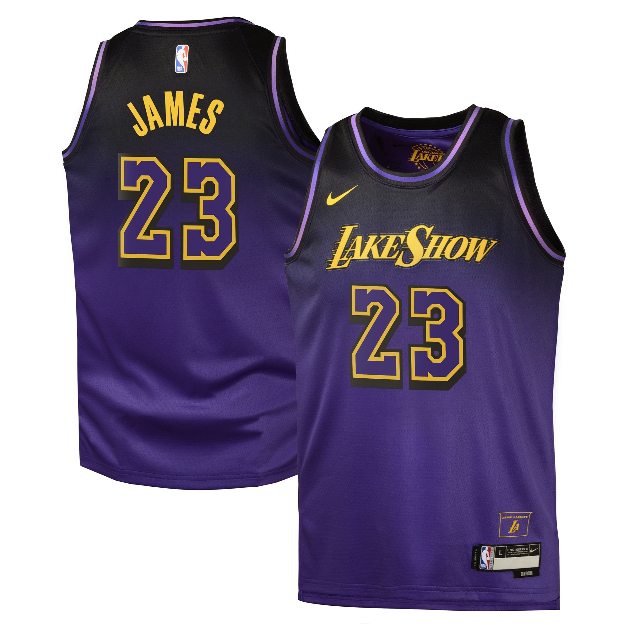 Los Angeles Lakers City Edition Swingman Jersey 2024 Purple LeBron James Youth
