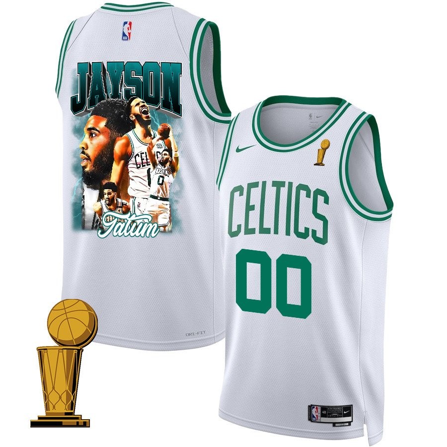 Jayson Tatum 0 Boston Celtics 2024 Legacy Swingman Jersey White Final Champions Patch