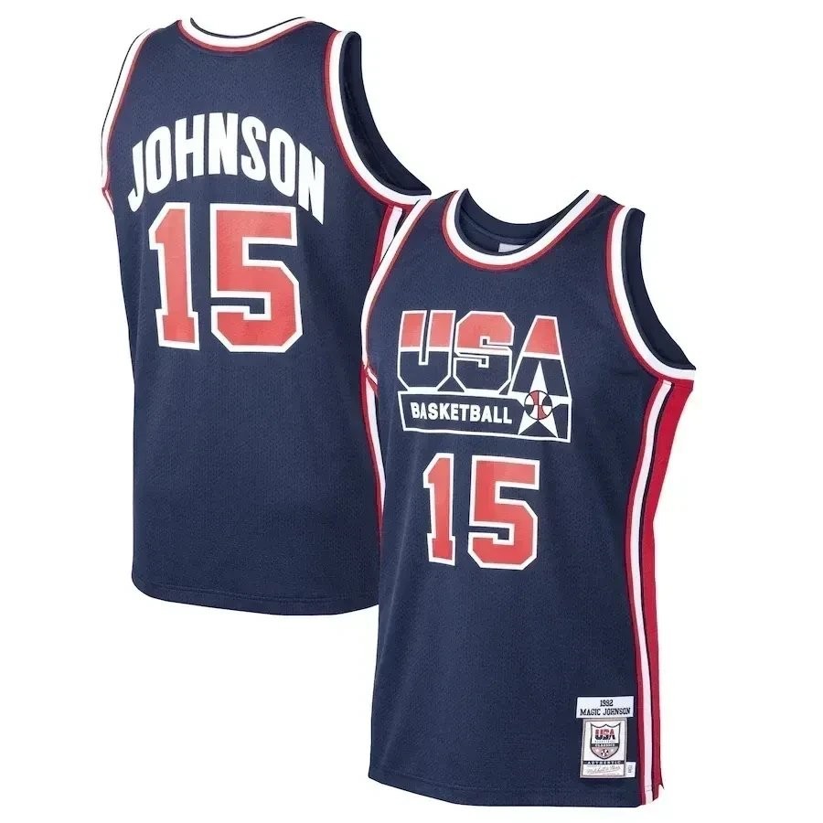Magic Johnson Usa Basketball Mitchell & Ness Home 1992 Dream Team Jersey - Navy