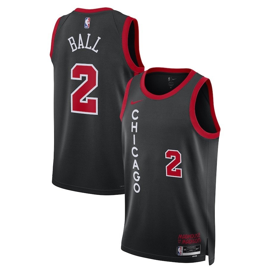 Lonzo Ball Chicago Bulls 2023/24 Swingman Jersey City Edition Unisex Black