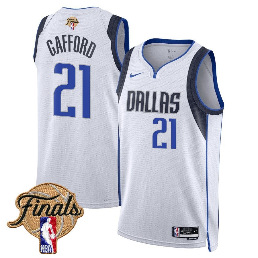 Daniel Gafford 21 Dallas Mavericks 2024 Finals Patch Swingman Jersey Association Edition White