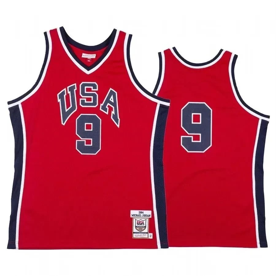 Men's Chicago Bulls Michael Jordan 9 USA Team 1984 Basketball Jersey Multicolor