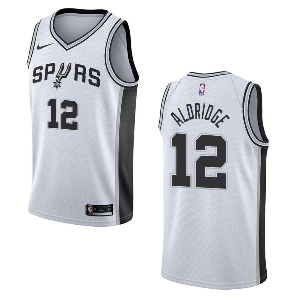 Men's San Antonio Spurs 12 Lamarcus Aldridge Association Swingman Jersey White