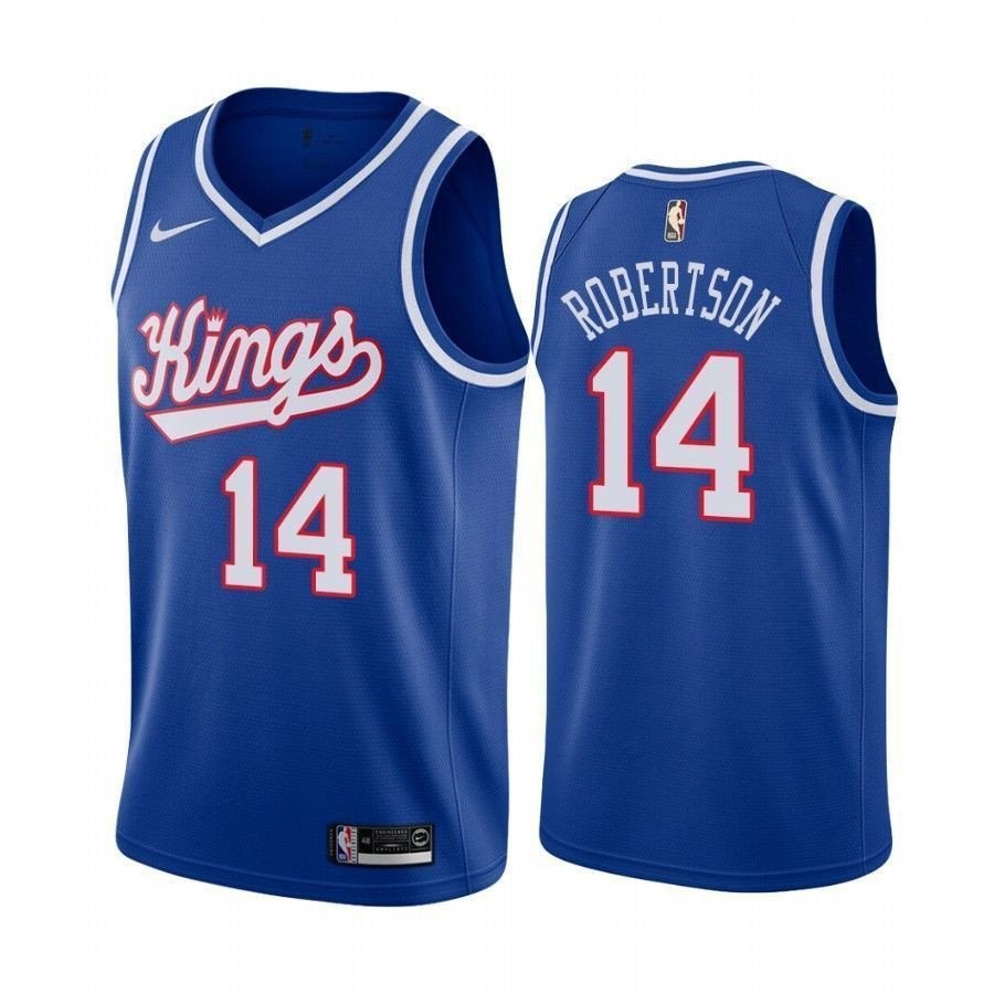 Men's Oscar Robertson #14 Blue Throwback Kings Jersey - Polyester Athletic Wear