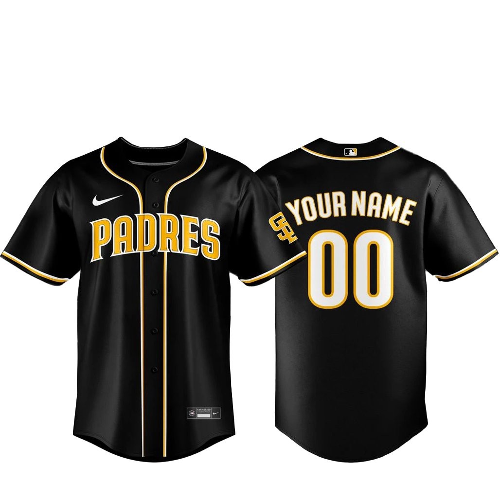 Custom Name and Number San Diego Padres Blackout Built For The Night 2026 Baseball Jersey
