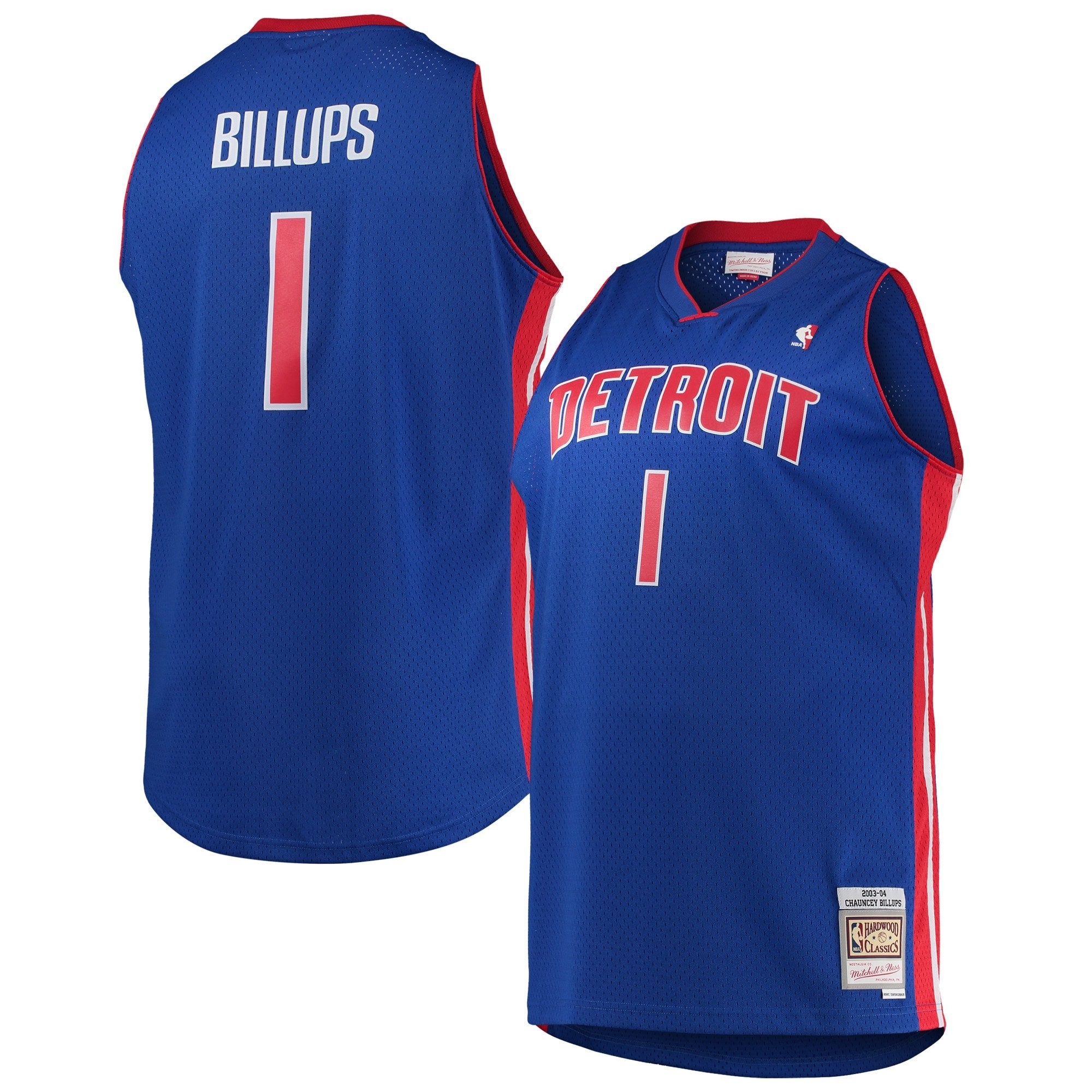 Men's Mitchell & Ness Chauncey Billups Blue Detroit Pistons 2003/04 Big & Tall Hardwood Classics Swingman Jersey