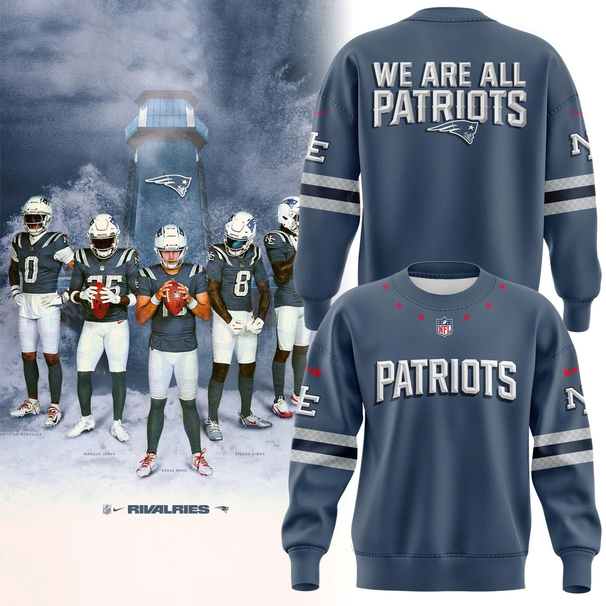 Musemora - Unisex New England Patriots Sweatshirt - Game Day Fan Gear