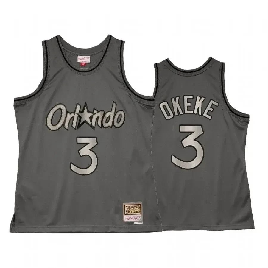 Men's Chuma Okeke 3 Orlando Magic Metal Works Jersey Charcoal