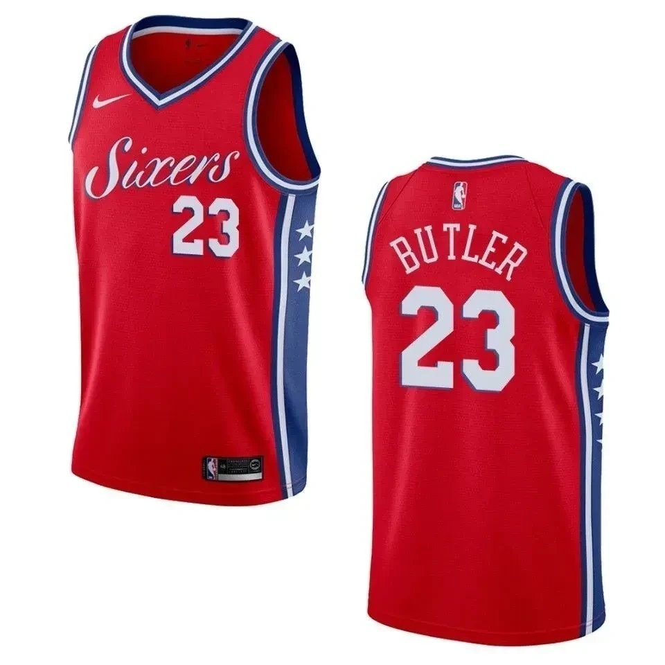Men Philadelphia 76ers 23 Jimmy Butler Statement Swingman Jersey - Red