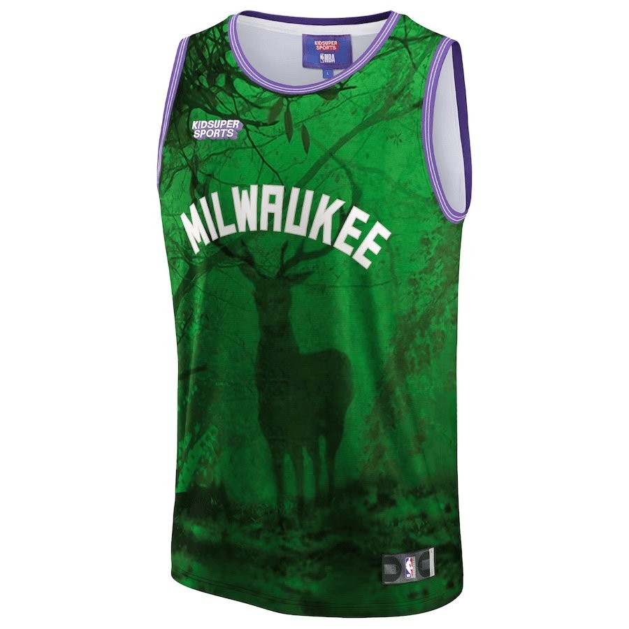 Milwaukee Bucks NBA & KidSuper Studios Unisex Hometown Jersey - Green - Image 2