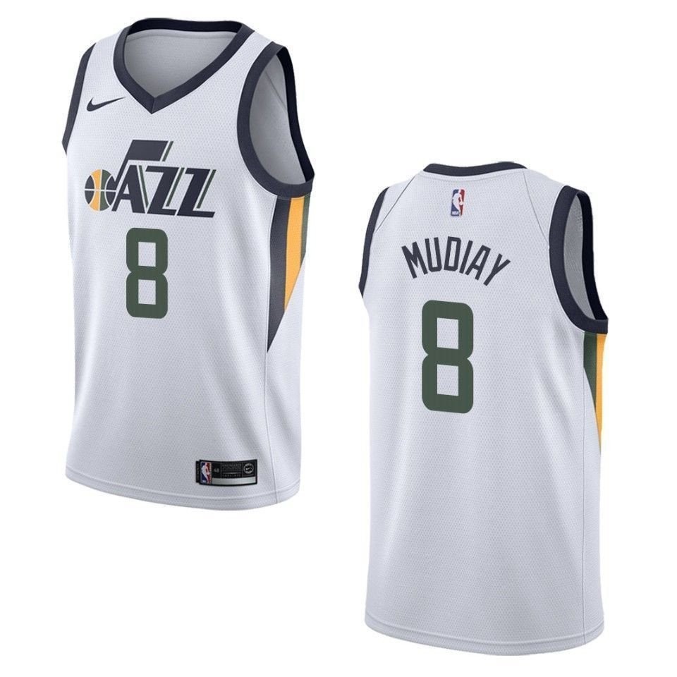 Men's Utah Jazz 8 Emmanuel Mudiay Association Swingman Jersey - White