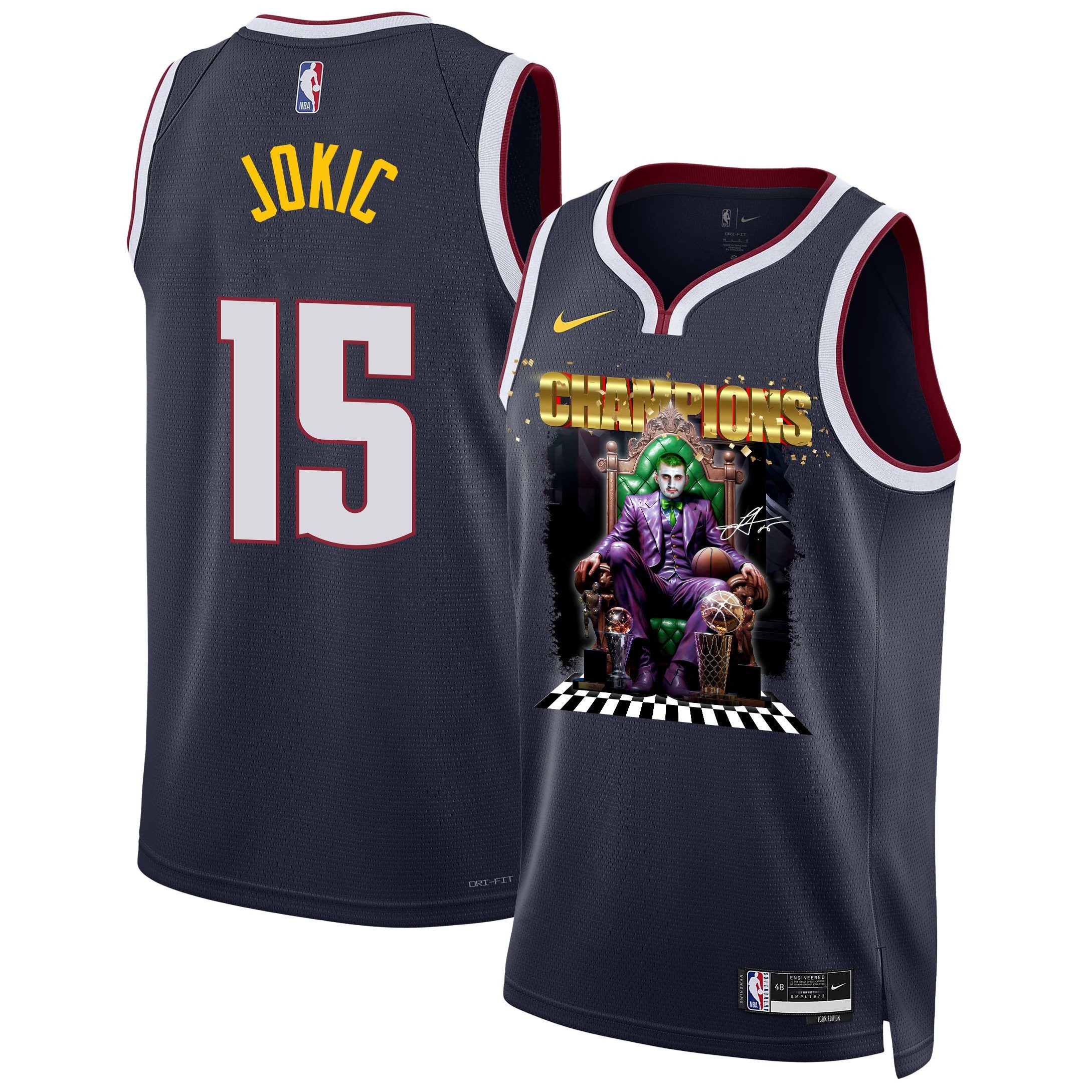 Nikola Jokic Denver Nuggets Big Joker 2023 NBA Finals Champions Swingman Jersey Black