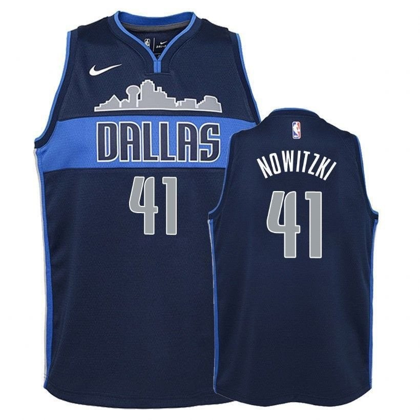 Youth Mavericks Dirk Nowitzki #41 Stitched Navy Basketball Jersey S-3XL