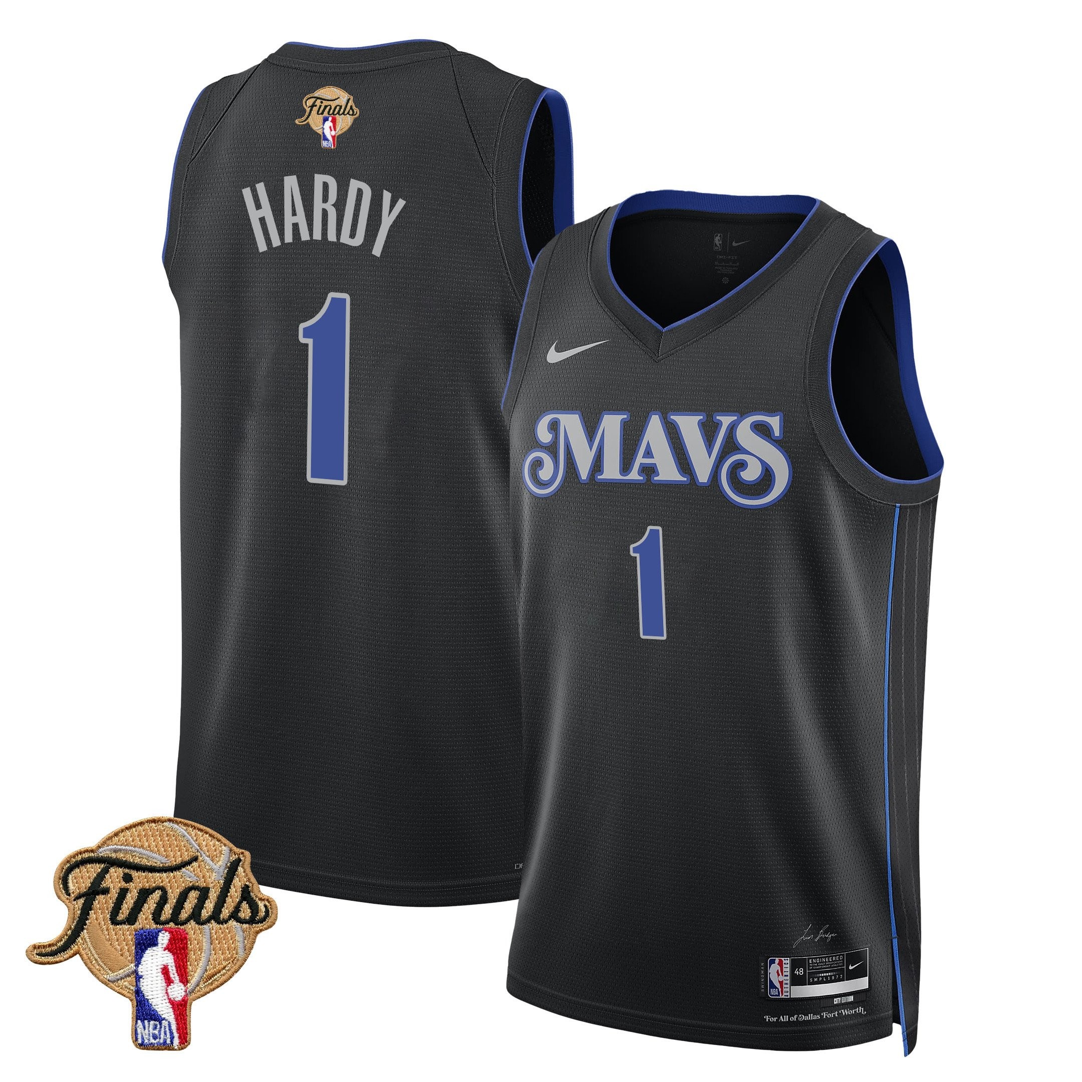 Jaden Hardy Dallas Mavericks 2024 Finals Patch Swingman Jersey City Edition Black
