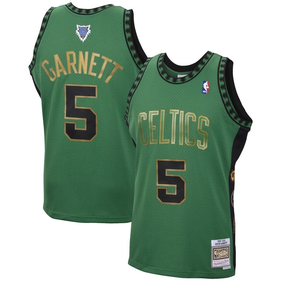 Boston Celtics Kevin Garnett 5 Hall of Fame Swingman Jersey By Mitchell & Ness - Green - Mens Jersey