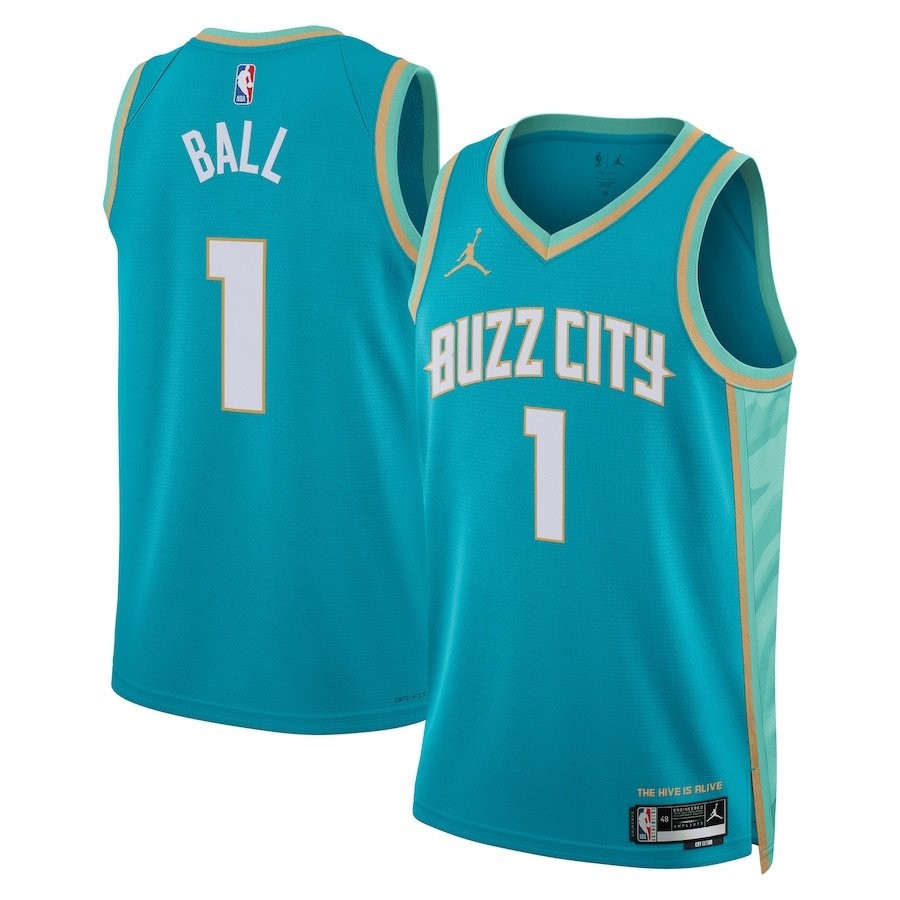 LaMelo Ball 1 Charlotte Hornets 2023/24 City Edition Swingman Jersey Teal Multicolor