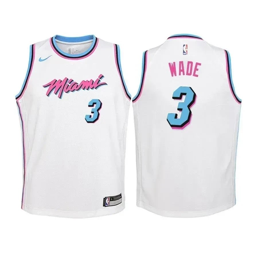 Youth Heat Dwyane Wade 3 City Edition White Jersey - Unisex Basketball Jersey S-3XL