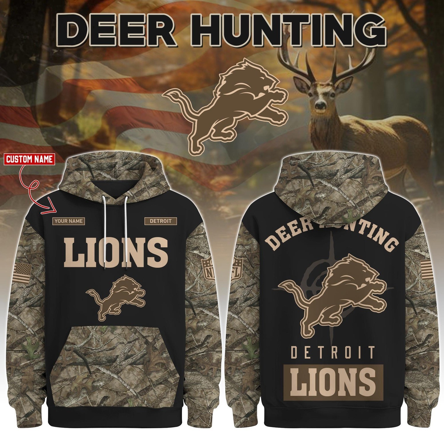 Musemora - Unisex Detroit Lions Hoodie - Game Day