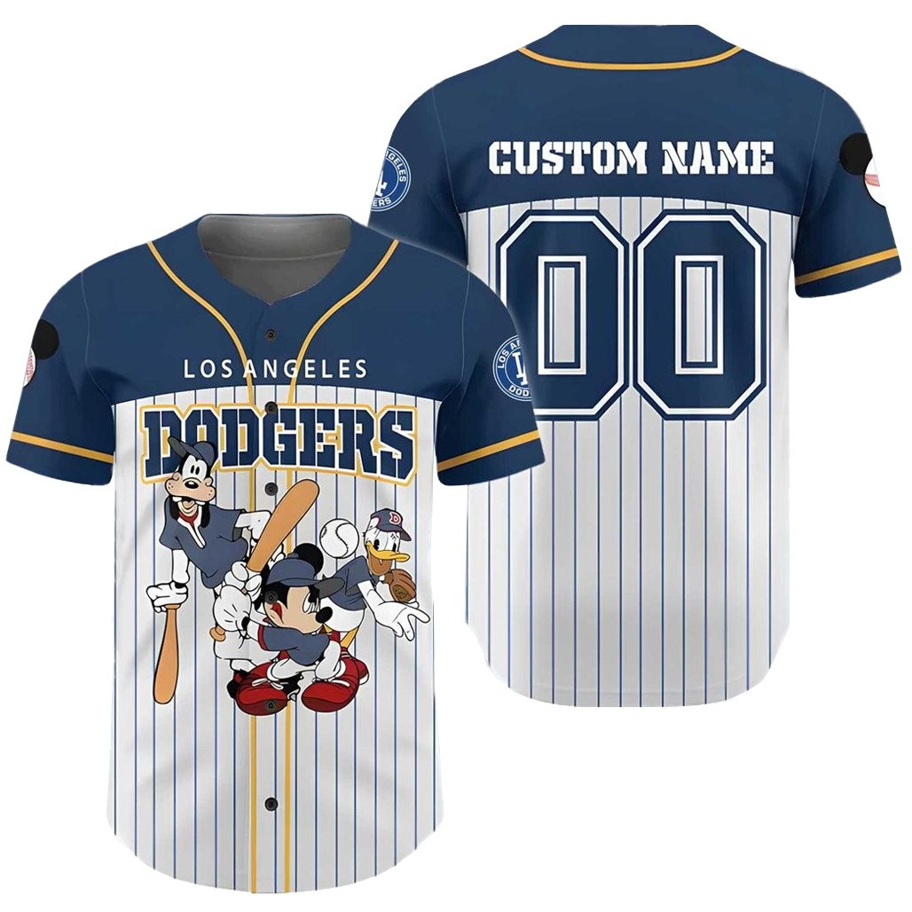 Custom Name and Number Los Angeles Dodgers x Mickey & Friends 2026 Baseball Jersey