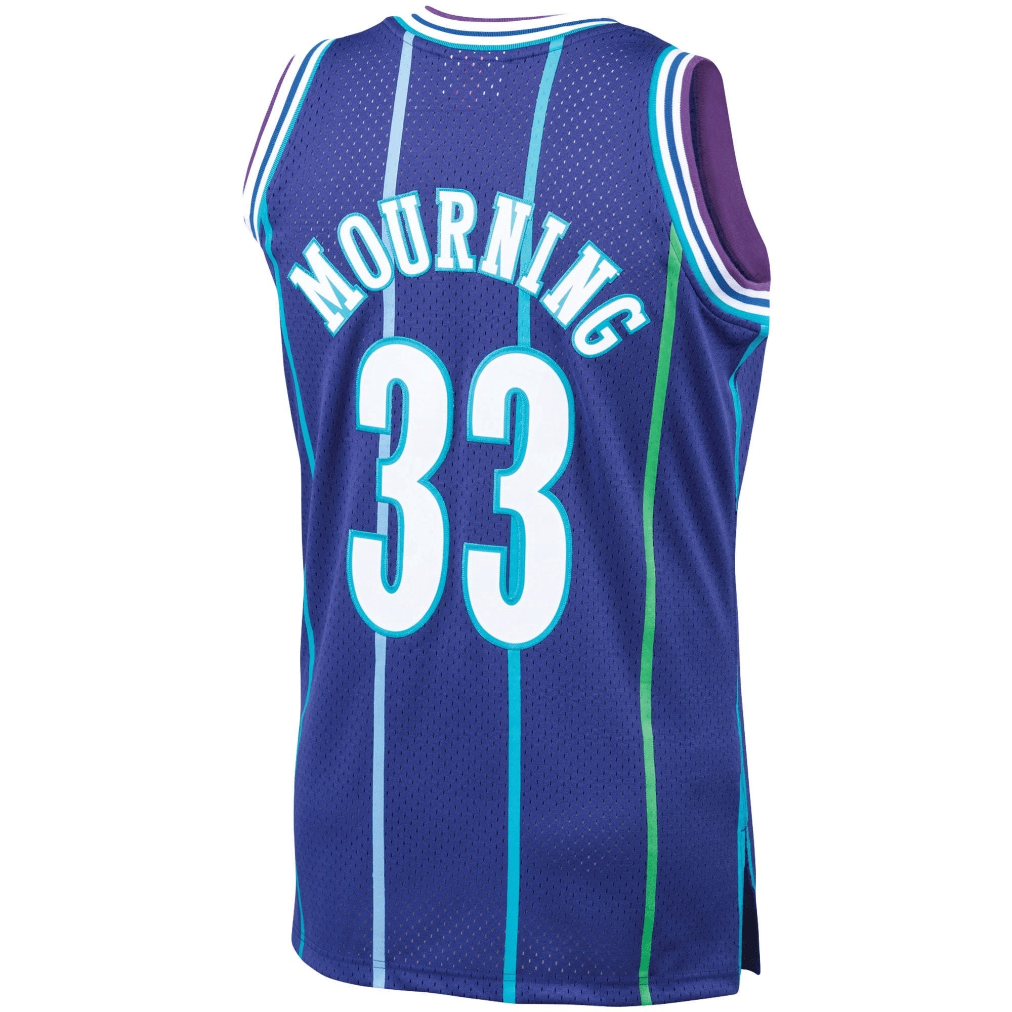 Alonzo Mourning Charlotte Hornets Mitchell & Ness 1994-95 Hardwood Classics Swingman Jersey - Purple Jersey - Image 3