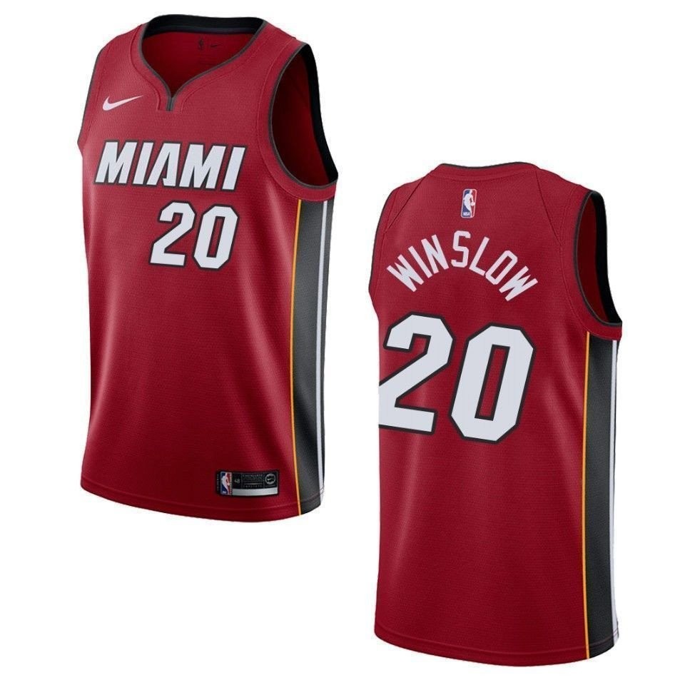 Men's Miami Heat 20 Justise Winslow Statement Swingman Jersey Red