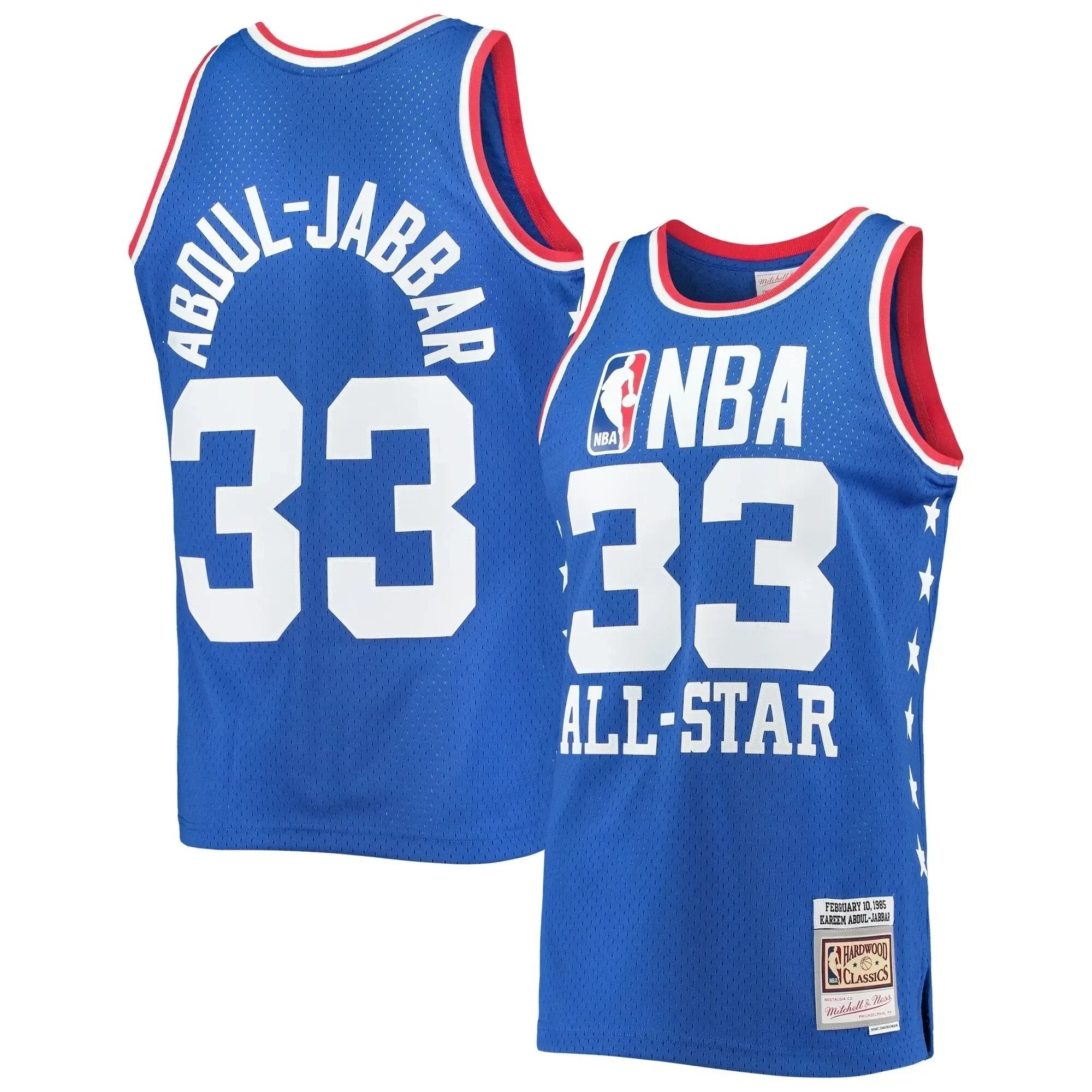 Kareem Abdul-jabbar Western Conference Mitchell Ness 1985 All-star Game Swingman Jersey - Royal