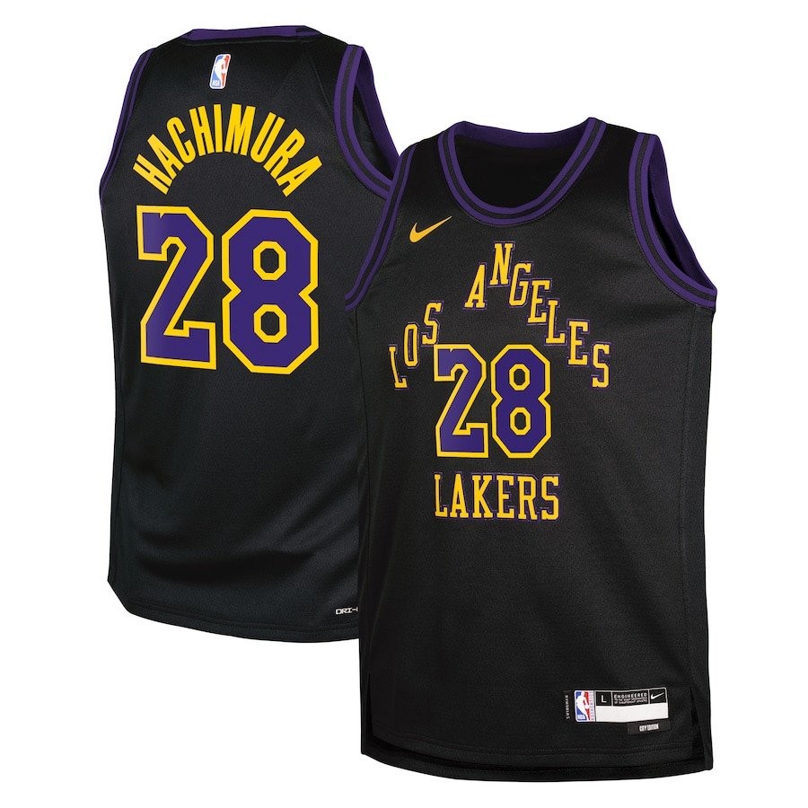 Rui Hachimura 28 Los Angeles Lakers 2023/24 City Edition Swingman Youth Jersey Black