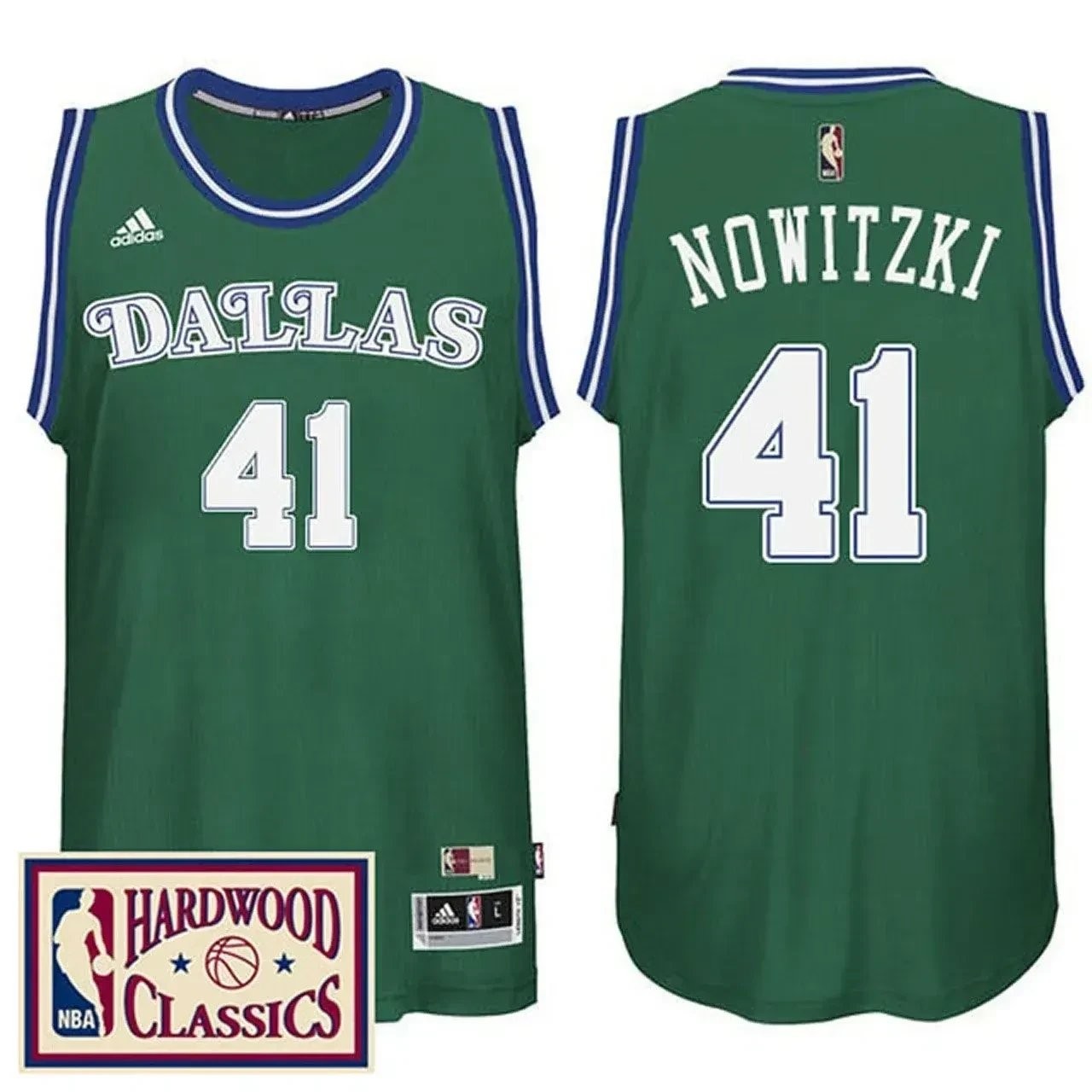 Men's Dallas Mavericks 41 Hardwood Classics Green Throwback Jersey Dirk Nowitzki