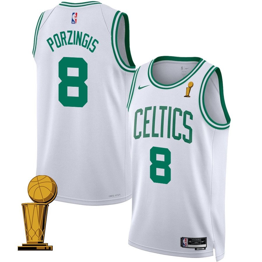Kristaps Porzingis #8 Boston Celtics 2024 Finals Champions Swingman Jersey Association Edition White