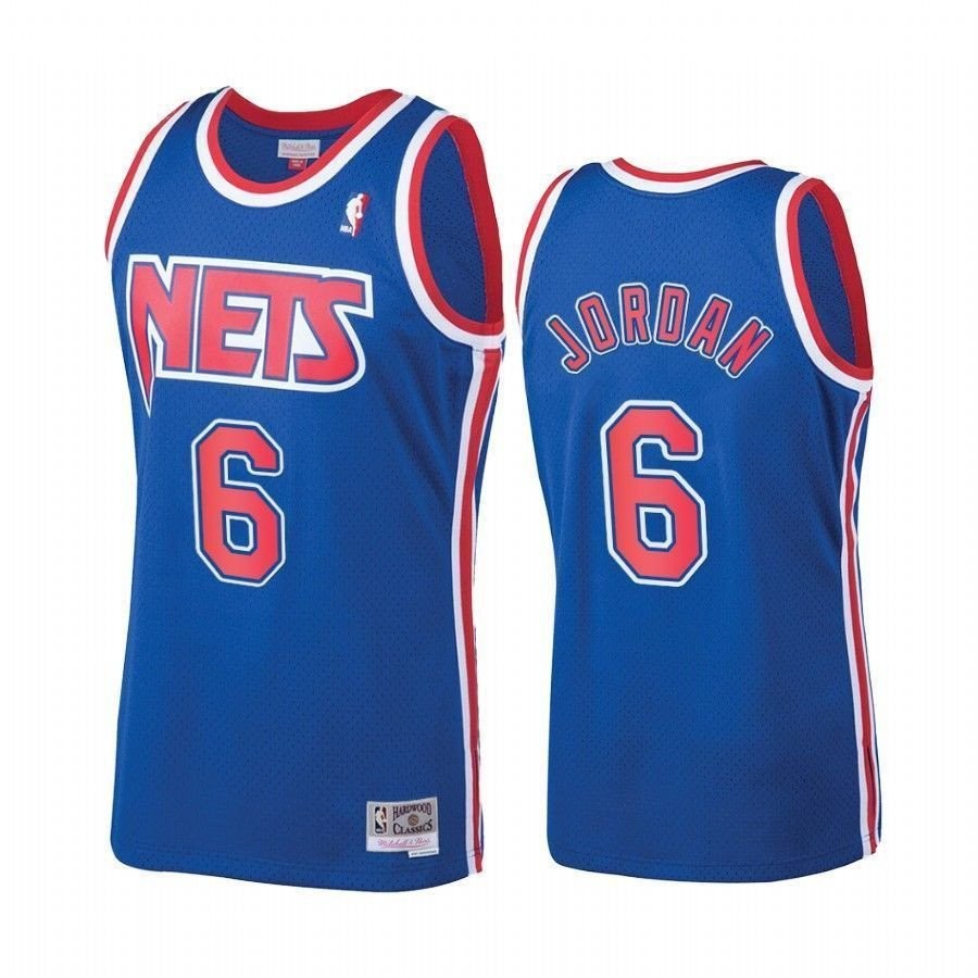 Men's New Jersey Nets DeAndre Jordan #6 1992-93 Hardwood Classics Royal Jersey