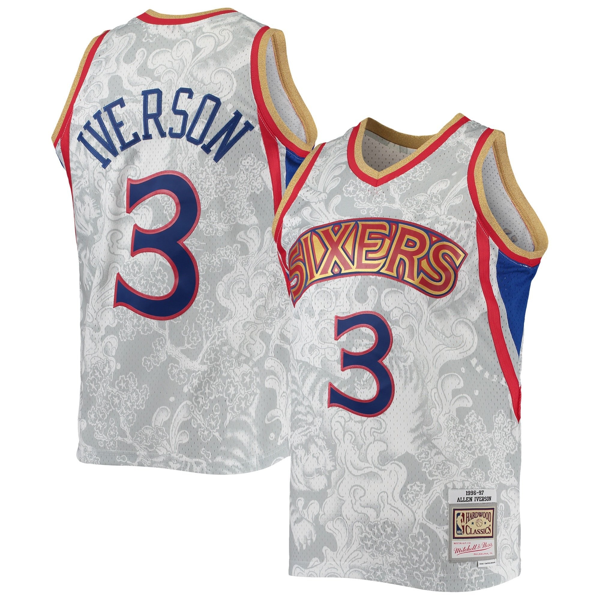 Men's Mitchell & Ness Allen Iverson White Philadelphia 76ers 1996/97 Hardwood Classics Lunar New Year Swingman Jersey