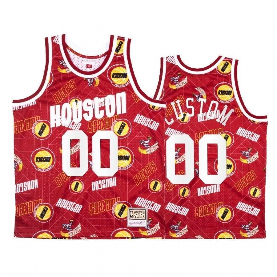 Men's Custom Houston Rockets Red Tear Up Pack Jersey S-3XL