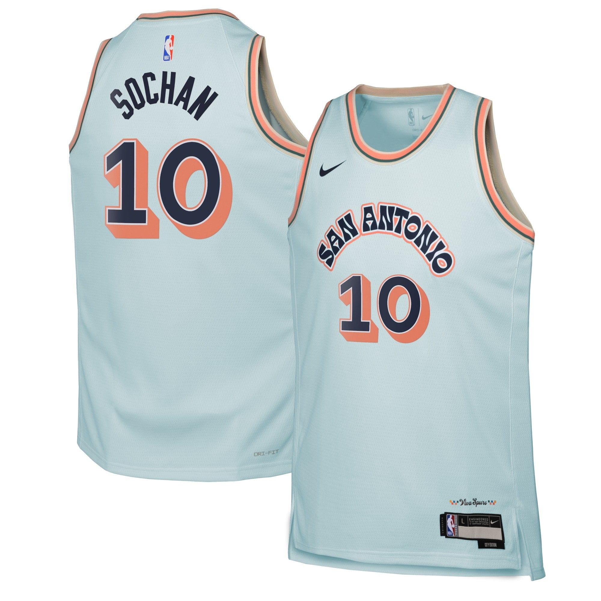 San Antonio Spurs City Edition Swingman Jersey 2024 Blue Jeremy Sochan Youth