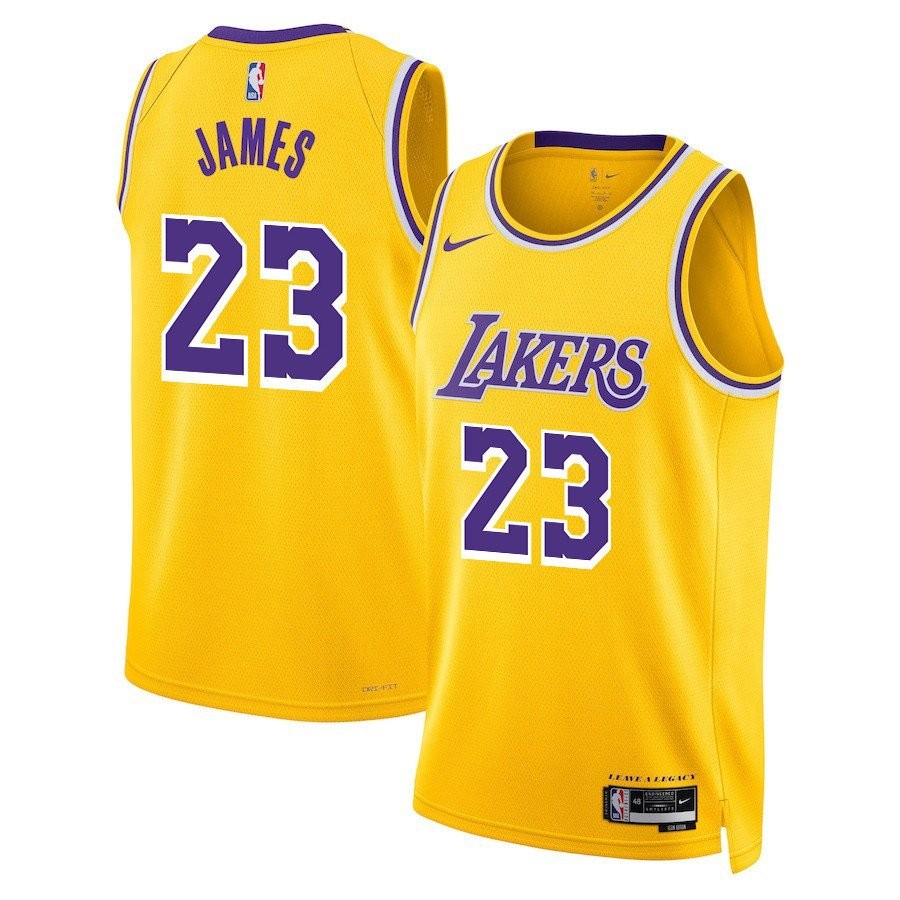 LeBron James 23 Los Angeles Lakers Icon Edition Swingman Jersey Gold Mens