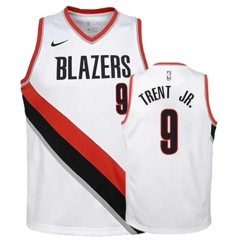 Youth Blazers Gary Trent Jr. #9 Association White Jersey Unisex Sports Jersey