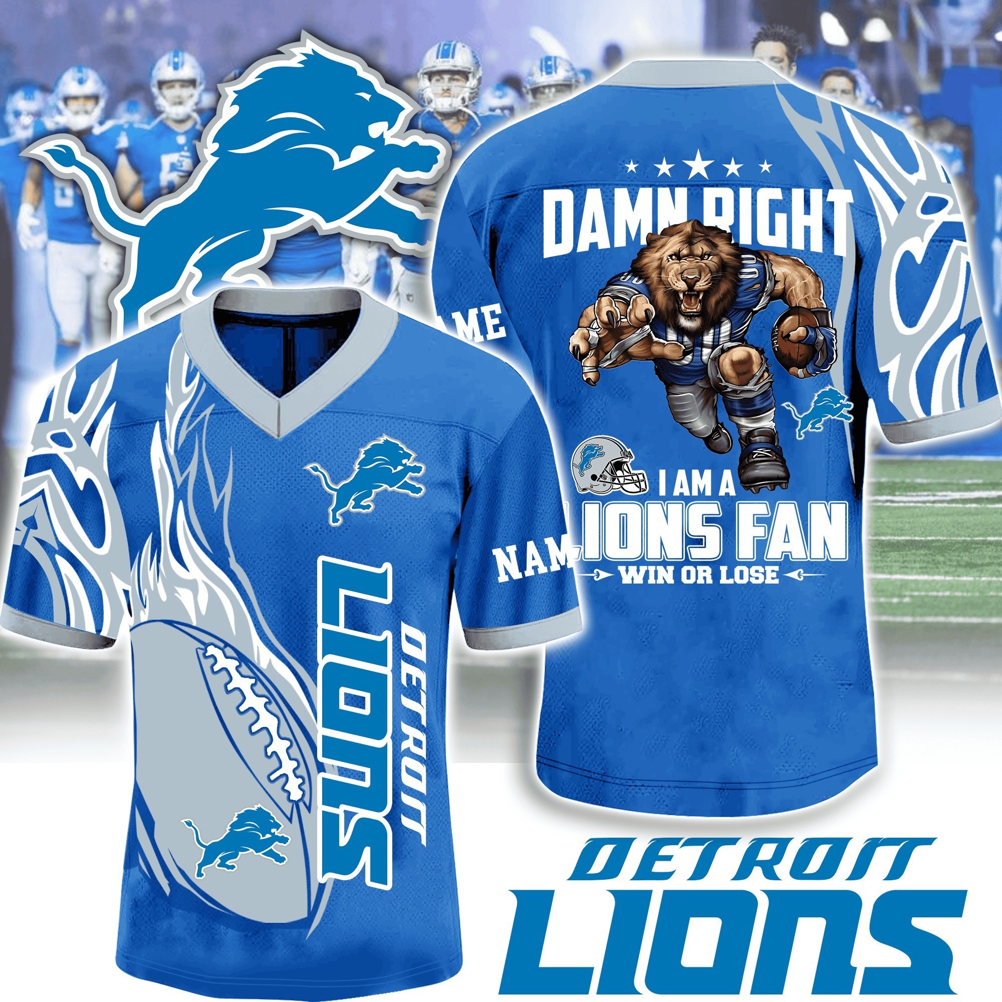 Musemora - Unisex Detroit Lions Jersey - Game Day Football