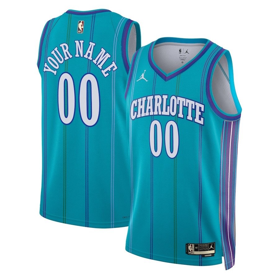 Charlotte Hornets Hardwood Classic Edition Swingman Custom Jersey Teal Unisex