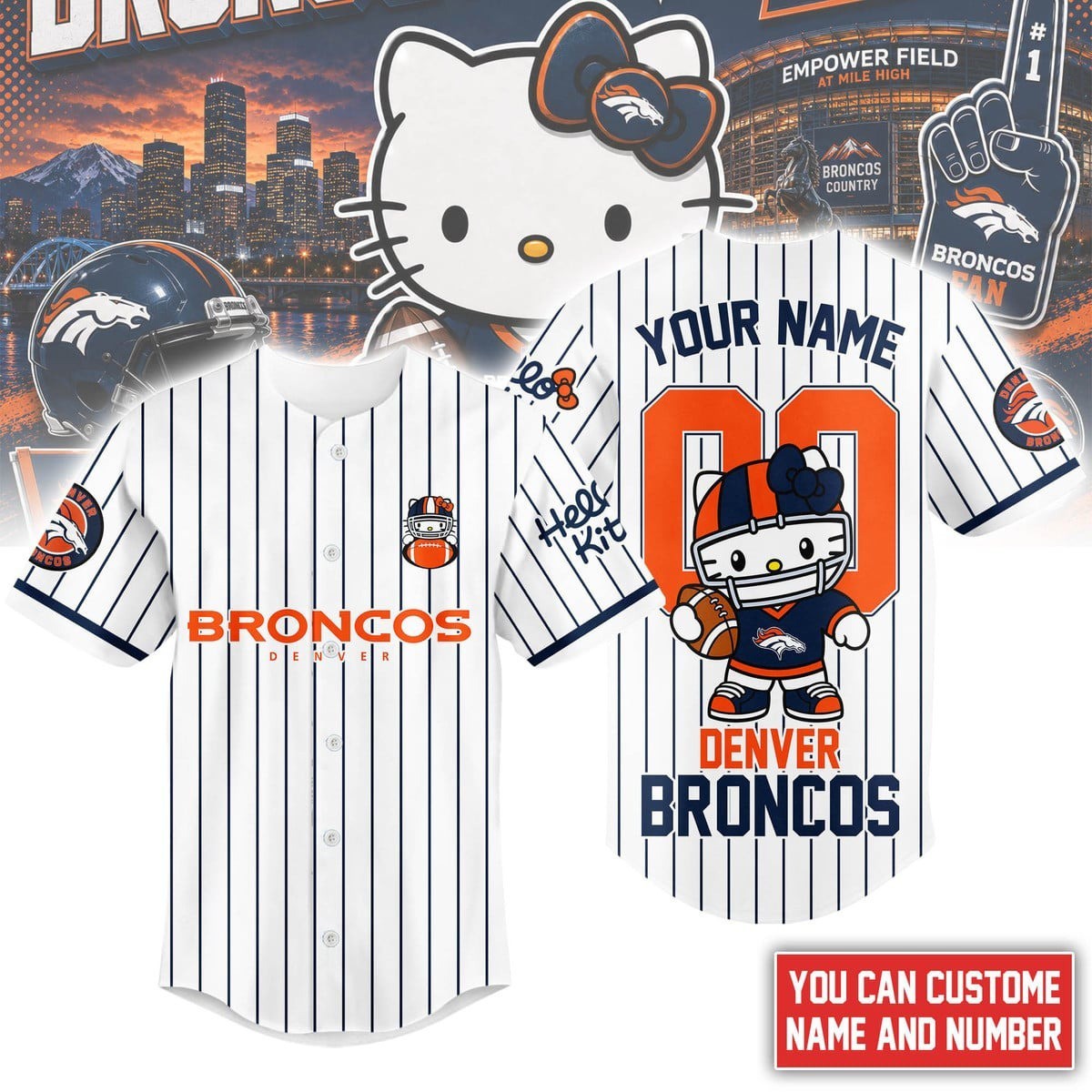 Musemora - Men's Denver Broncos Jersey - Game Day Football