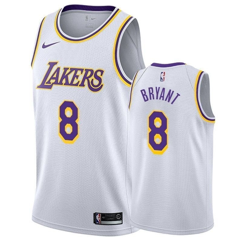 Men's Kobe Bryant 8 Association White Lakers Jersey S-3XL 100% Polyester