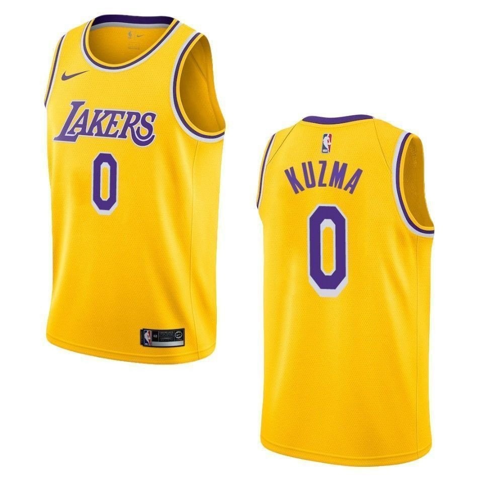 Men's Los Angeles Lakers Kyle Kuzma Icon Swingman Jersey Gold Multi Color