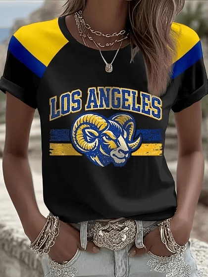Musemora - Women's Los Angeles Rams T-Shirt - Game Day Football