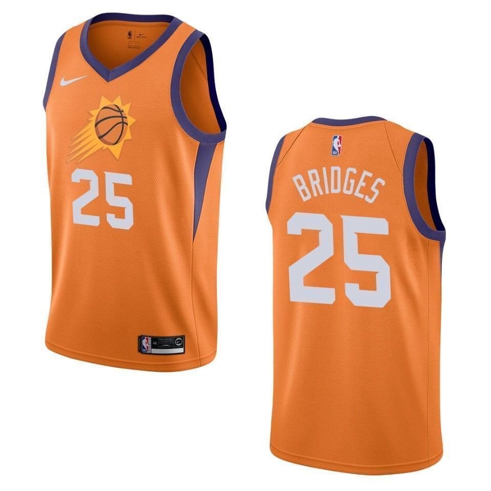 Men's Phoenix Suns Mikal Bridges Statement Swingman Jersey Orange - 100% Polyester