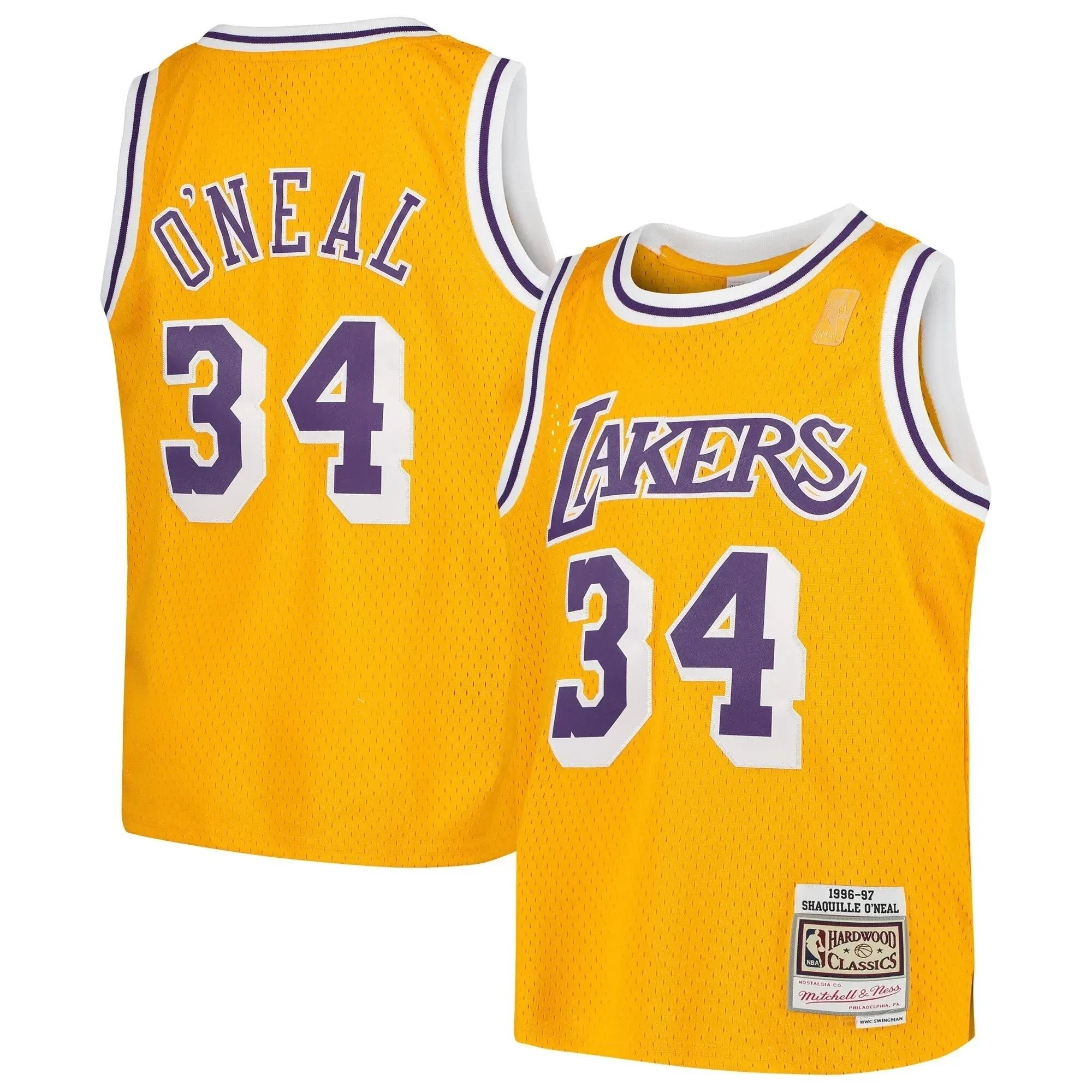 Shaquille O'neal Los Angeles Lakers Mitchell Ness Youth Swingman Throwback Jersey - Gold - Image 4