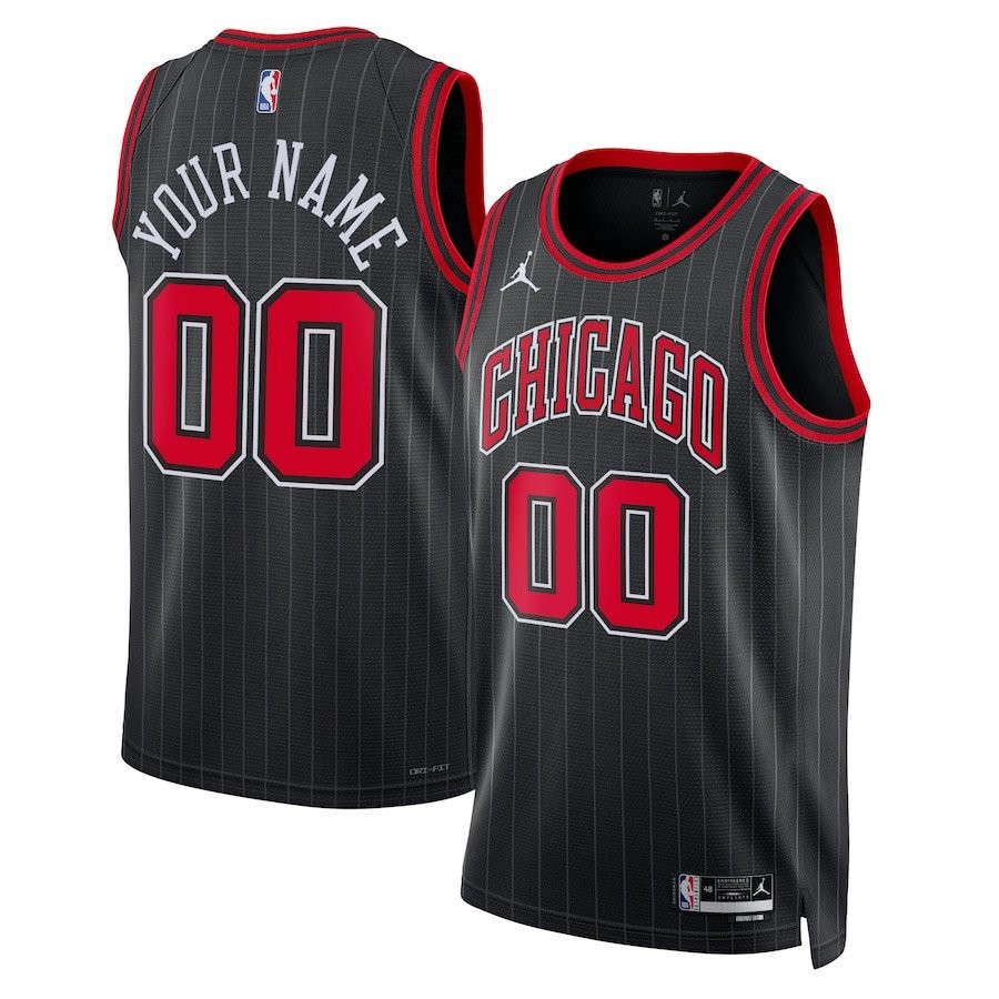 Chicago Bulls 2023/24 Statement Swingman Custom Men Jersey Black Multicolor